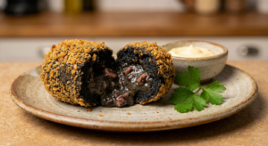 Croquetas caseras de tinta de calamar
